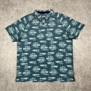 Rhone Gilligan’s Island Golf Polo Short Sleeve Shirt Hawaiian Print Size XL